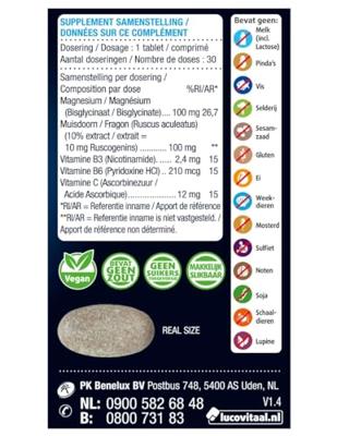 Lucovitaal Magnesium vermoeide zware benen 30 Tabletten