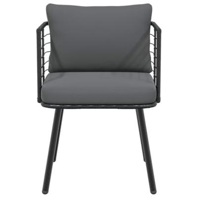 Tuinstoel met kussens poly rattan zwart