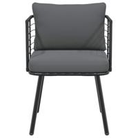 Tuinstoel met kussens poly rattan zwart - thumbnail