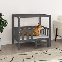 VidaXL Hondenmand 95,5x73,5x90 cm massief grenenhout grijs - thumbnail