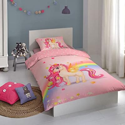 Good Morning Kinderdekbedovertrek "eenhoorn met regenboog" - Multi - (140x200/220 cm) - Katoen Good Morning Kinderdekbedovertrek "eenhoorn met regenboog" - Multi - (140x200/220 cm) - Katoen