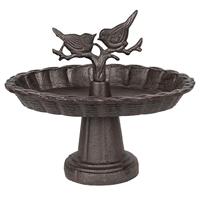 Clayre & Eef Vogelbad 6Y3217 24 * 19 * 22 cm - Bruin Ijzer Vogeldrinkbak Vogeldrinkschaal Waterbak Vogels - thumbnail