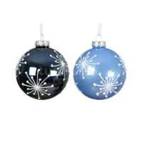 Kerstbal Glas Sneeuwvlok Ø8cm Assorti 1st - thumbnail