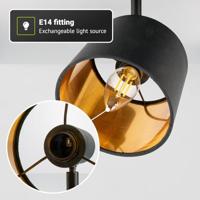 Jimmy LED Plafondspot - 4 spots - Kantelbaar - Draaibaar - Zwart/Goud - E14 fitting - IP20 voor binnen - Textiel spot - thumbnail