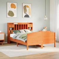 Bed met boekenkast zonder matras grenenhout wasbruin 150x200 cm - thumbnail