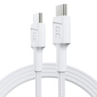 GC PowerStream | 1,2 m USB C - type C witte kabel nylon oplaadkabel snellaadkabel 60 W Power Delivery | Quick Charge 3.0 | voor Samsung Galaxy S21 S20 Ultra S10 S9 S8+ | Note 20 10 - thumbnail