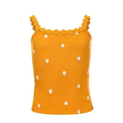 LOOXS 10sixteen gebloemde top mosterdgeel/wit