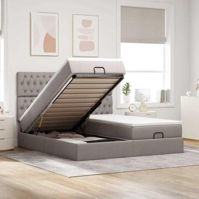 Ottoman bed met matrassen en LED's 160x200cm stof taupe