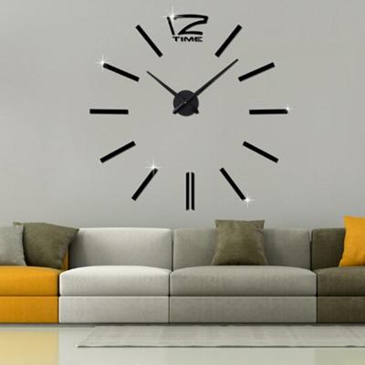 39 inch slaapkamer thuiskantoor decoratie moderne frameless grote DIY 3D spiegel muur sticker Mute klok (zwart)