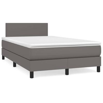 Boxspring met matras kunstleer grijs 120x200 cm