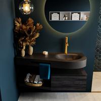 MONDIAZ RIVA 120cm badmeubel onderkast / planchet kleur Antracite met 1 lade. Wastafel DULCET rechts 1 kraangat kleur Urban. - thumbnail