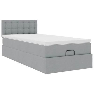 Ottoman bed met matras 180x200cm stof lichtgrijs - thumbnail