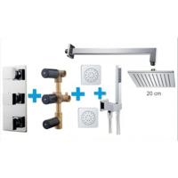 Thermostatische Inbouw Regendouche Set Wiesbaden Type 118 Body Jets Wandarm 20 cm Vierkant incl. Inbouwdeel - thumbnail