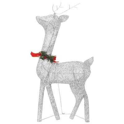 VidaXL Kerstversiering rendierfamilie 270x7x90 cm gaas wit zilverkleur