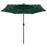 VidaXL Parasol met led-verlichting en aluminium paal 270 cm groen - thumbnail