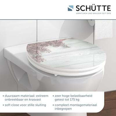 Schutte MDF High Gloss WC-bril FLOWERS AND WOOD met soft-close
 80549