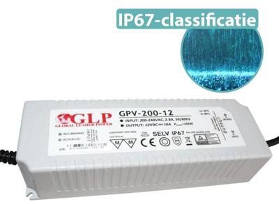 GLP LED voeding 150 watt 12 volt 12,5 Ampère - IP67 waterdicht - GLP GPV-150-12N
