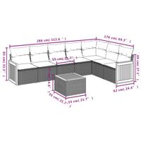 7-delige Loungeset met kussens poly rattan zwart - thumbnail