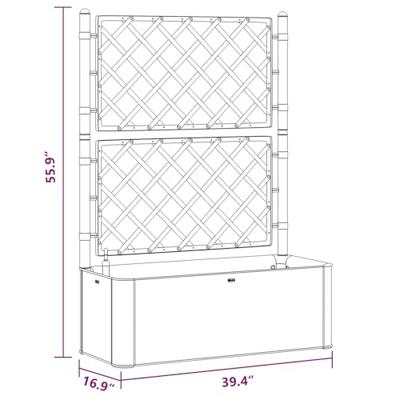 VidaXL Plantenbak hoog met latwerk en zelfbewateringssysteem mokka