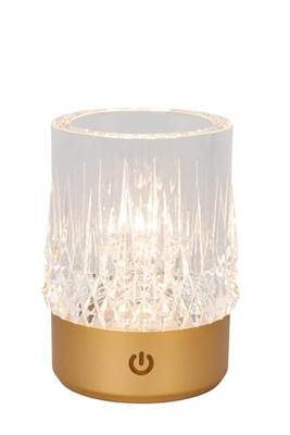 Lucide LILY - Oplaadbare Tafellamp - Accu/Batterij - Ø 8 cm - LED 3 StepDim - 1x3W 2700K/3000K - Mat Goud / Messing - Set van 3