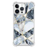 iPhone 14 Pro Max shockproof hoesje - Marmer blauw - thumbnail