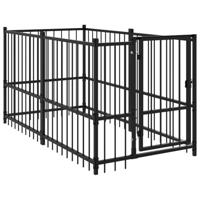VidaXL Hondenkennel 193,5x97x100 cm staal zwart - thumbnail