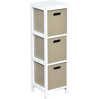 Gebor - Zeer Mooie Ladekast Met 3 Laden 77x22x22cm - Ladekast – Mdf/paulownia – Wit/taupe – Opbergen – Meubel – Gebor - Zeer Mooie Ladekast Met 3 Laden 77x22x22cm - Ladekast – Mdf/paulownia – Wit/taupe – Opbergen – Meubel –