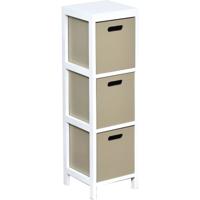 Gebor - Zeer Mooie Ladekast Met 3 Laden 77x22x22cm - Ladekast – Mdf/paulownia – Wit/taupe – Opbergen – Meubel – - thumbnail