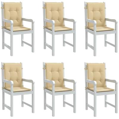 VidaXL Stoelkussens 6 st lage rug 100x50x4 cm stof gemêleerd beige VidaXL Stoelkussens 6 st lage rug 100x50x4 cm stof gemêleerd beige