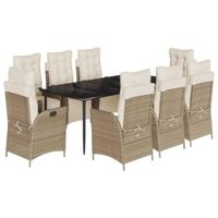 9-delige Tuinset met kussens poly rattan beige - thumbnail