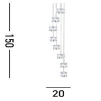 Searchlight Vide hanglampIce Cube 8x5w - 3000K - 20cm metaalgrijs - 6778-8-LED - thumbnail