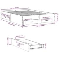 Bedframe met lades bewerkt hout gerookt eikenkleurig 135x190 cm - thumbnail