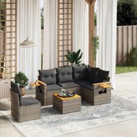 6-delige Loungeset met kussens poly rattan grijs - thumbnail