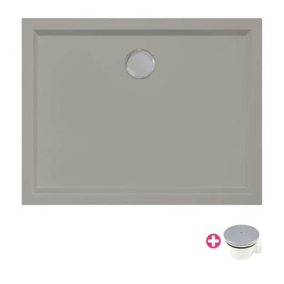 Douchebak Xenz Mariana | 90x70x4 cm | Incl.Afvoersifon-Chroom | Acryl | Rechthoekig | Cement mat