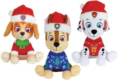 Set van 3 knuffels - Paw Patrol - Chase, Stella en Marcus - +/- 17 cm - Kerstversie