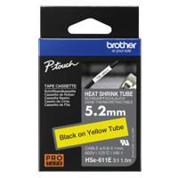 Brother HSE611E Labeltape krimpkous Tapekleur: Geel Tekstkleur: Zwart 5.2 mm 1.5 m - thumbnail