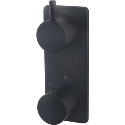 Wiesbaden Caral Inbouwthermostaat 2-weg Rond Mat Zwart - Stijlvolle Badkameroplossing