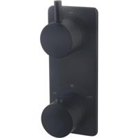 Wiesbaden Caral Inbouwthermostaat 2-weg Rond Mat Zwart - Stijlvolle Badkameroplossing - thumbnail