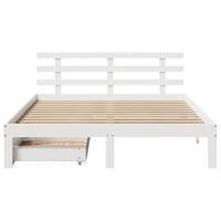 Bedframe met lades massief grenenhout wit 140x190 cm - thumbnail