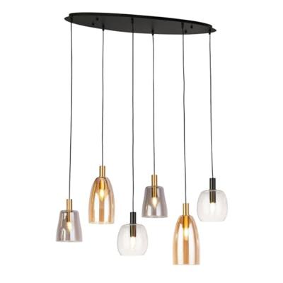 Searchlight 6-lichts hanglampDivine meerdere kleuren glas - 36463-6BK
