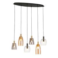 Searchlight 6-lichts hanglampDivine meerdere kleuren glas - 36463-6BK - thumbnail