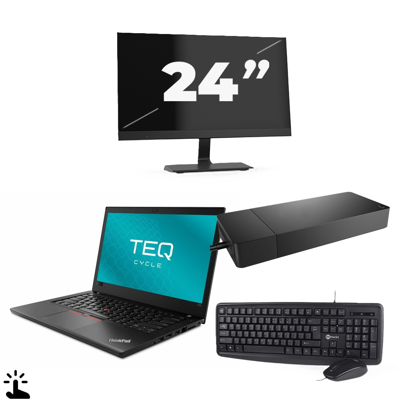 Lenovo ThinkPad T480 - Intel Core i3-8e Generatie - 14 inch - Touch - 8GB RAM - 256GB SSD - Windows 11 + 1x 24 inch Monitor