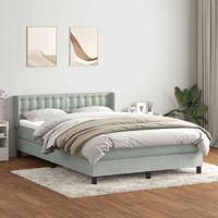 Boxspring met matras fluweel lichtgrijs 160x210 cm - thumbnail