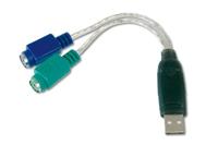 Digitus USB / PS/2 Toetsenbord/muis Adapterkabel [1x USB-A 2.0 stekker - 2x PS/2-bus] 10.00 cm Transparant - thumbnail