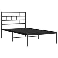 Bedframe met hoofdbord metaal zwart 90x190 cm - thumbnail