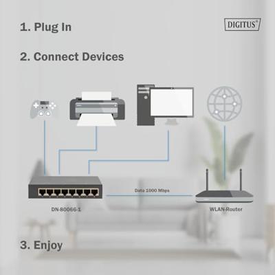 Digitus DN-80066-1 Netwerk switch RJ45 8 poorten 10 / 100 / 1000 MBit/s Digitus DN-80066-1 Netwerk switch RJ45 8 poorten 10 / 100 / 1000 MBit/s