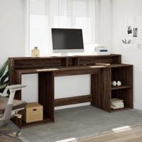 Bureau met LED-verlichting 200x55x91 cm hout bruin eikenkleurig - thumbnail