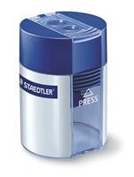 Staedtler Dubbele puntenslijper tonmodel 512 001 Blauw-zilver (fluorescerend) Uitvoering container: Blik - thumbnail