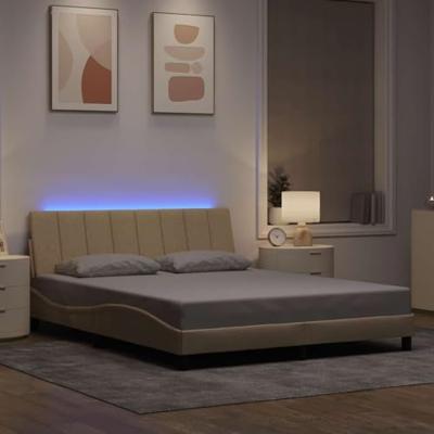 Bedframe zonder matras "Hanko" stof crèmekleurig 160x200 cm