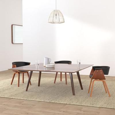 Eetkamerstoel gebogen hout en kunstleer